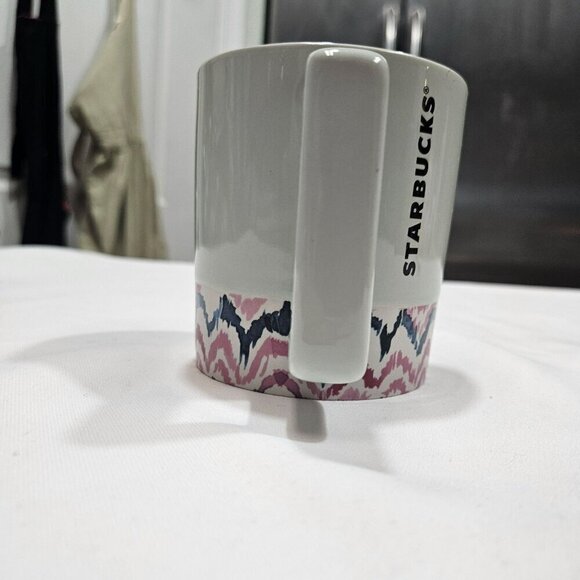Starbucks 12 Fl Oz Ceramic Mug With Pink mint & Blue Pattern - Picture 7 of 9
